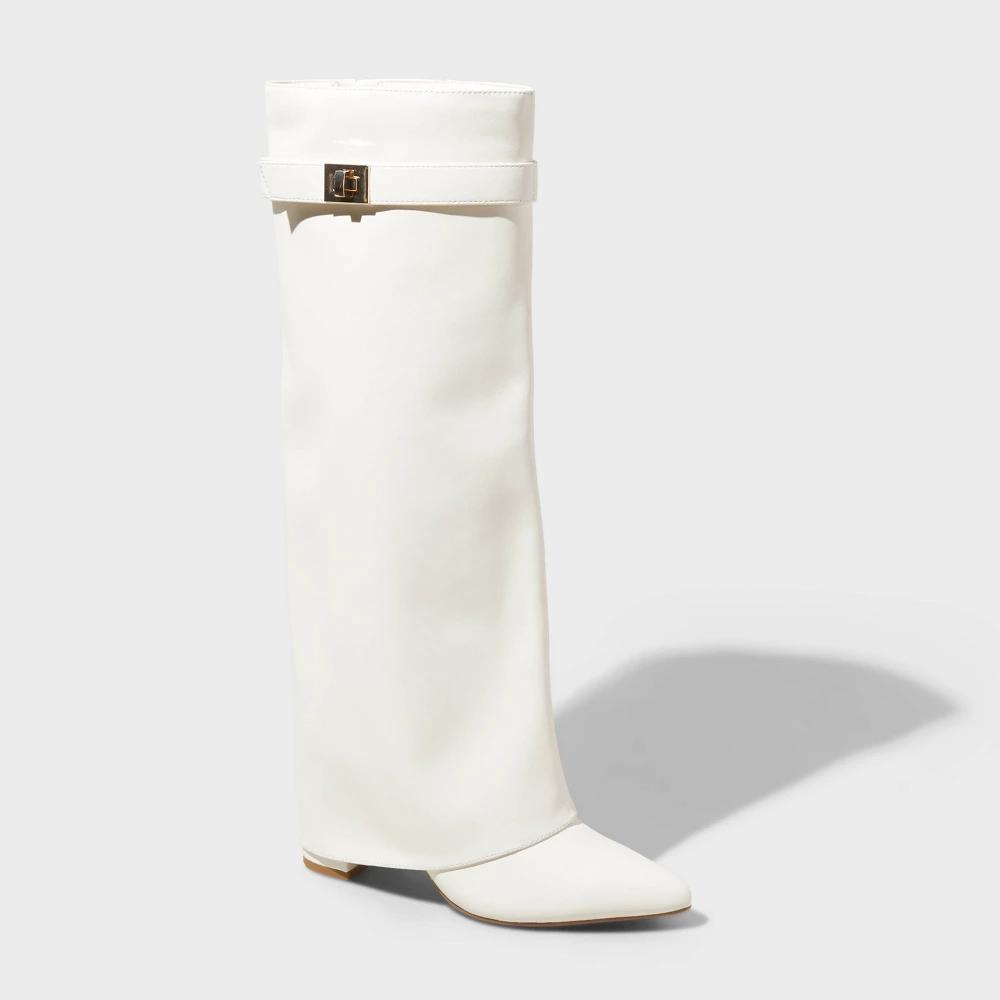 Womens Tambra Fold Over Tall Boots - A New Day Off-White 8.5 Product Image