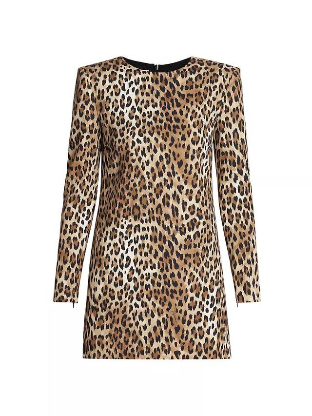 Leopard Long-Sleeve Minidress Product Image