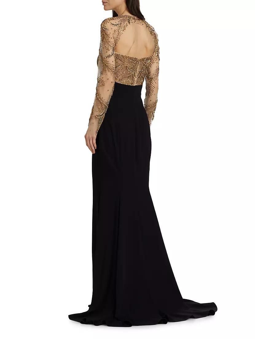 Beaded Crepe Gown Product Image