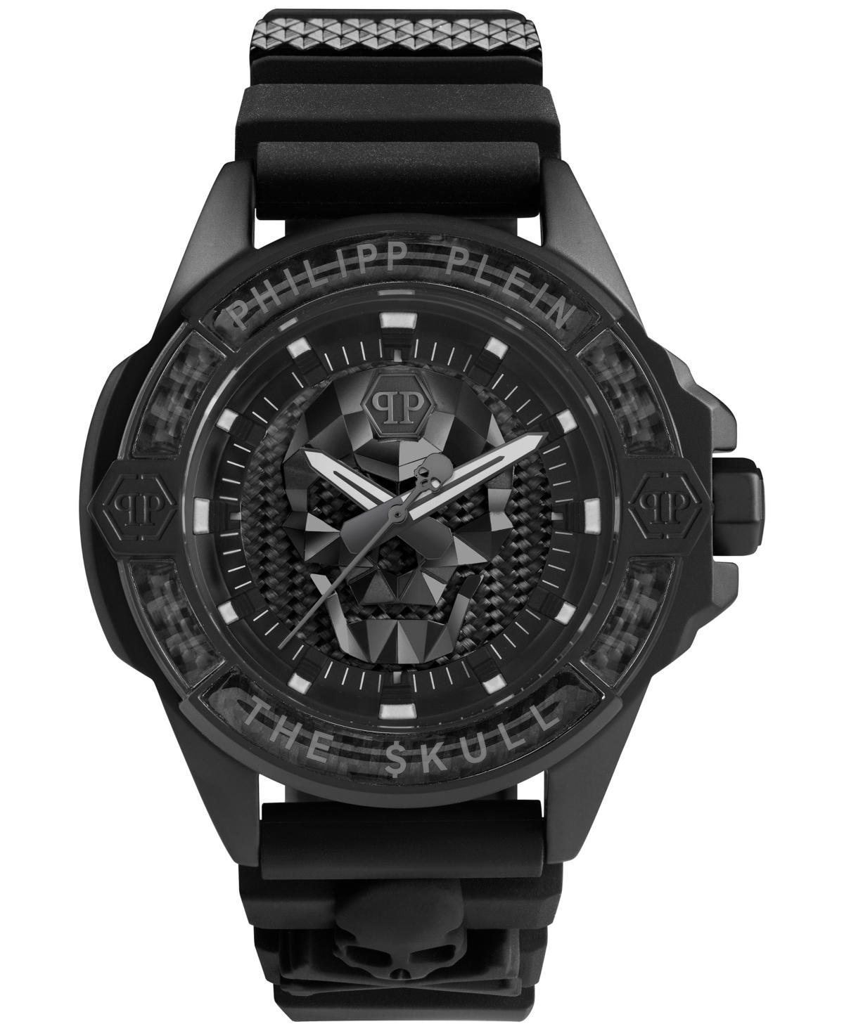 Philipp Plein Mens The $kull Black Silicone Strap Watch 44mm - Stainless Steel Product Image