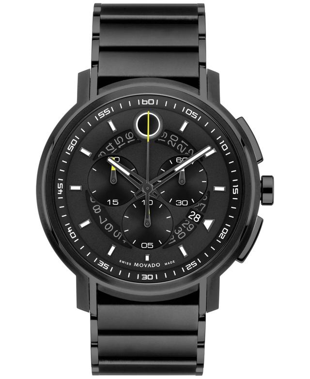 Movado Mens Swiss Chronograph Strato Gray Black Pvd Bracelet Watch 44mm - Black Product Image