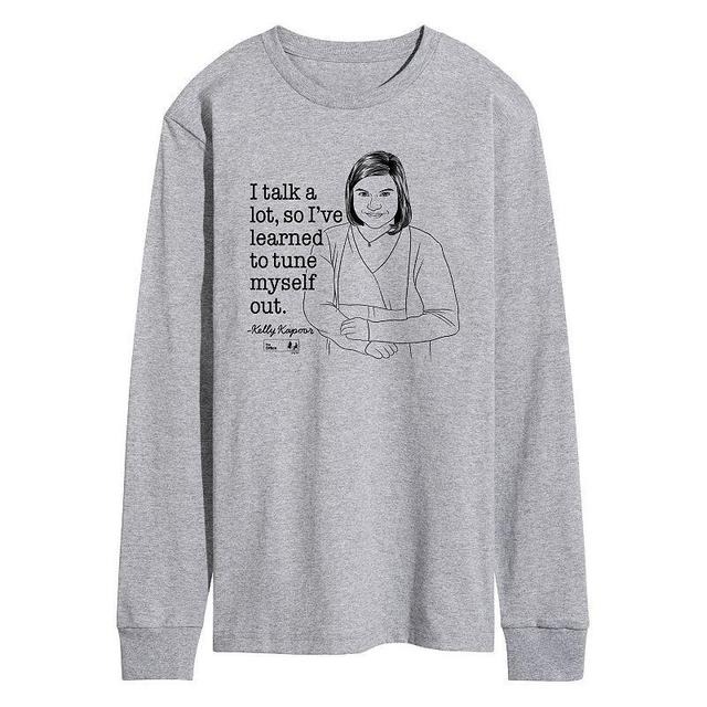 Mens The Office Kelly Tune Myself Out Long Sleeve Grey Gray Product Image