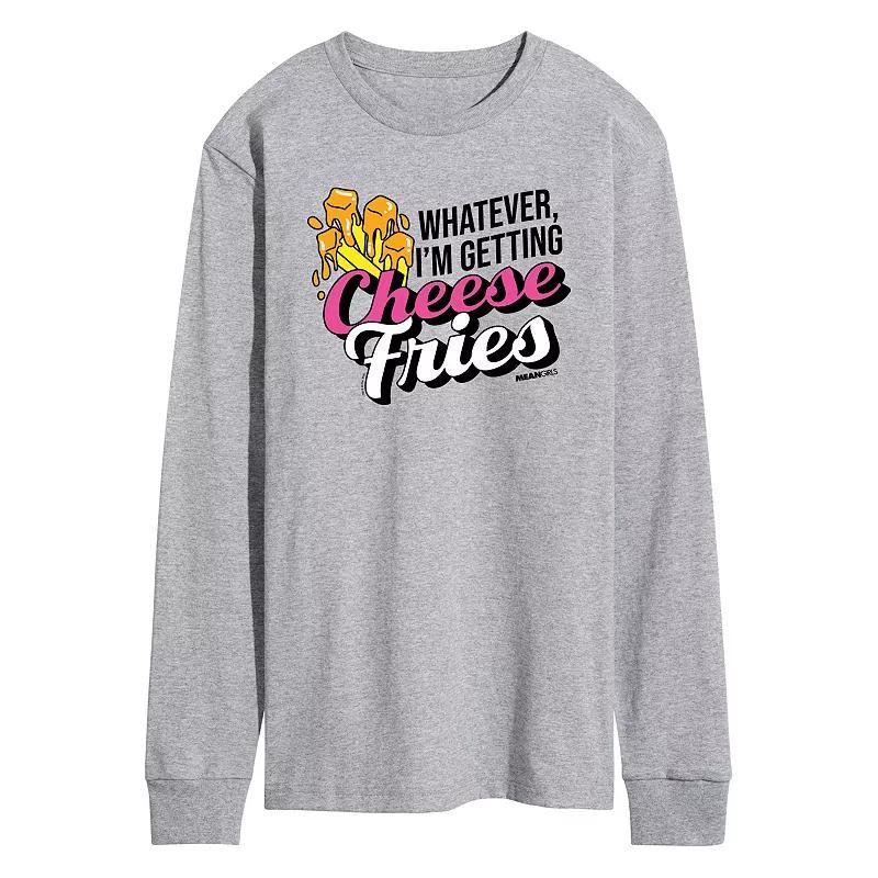 Mens Mean Girls Cheese Fries Long Sleeve Graphic Tee Grey Gray Product Image