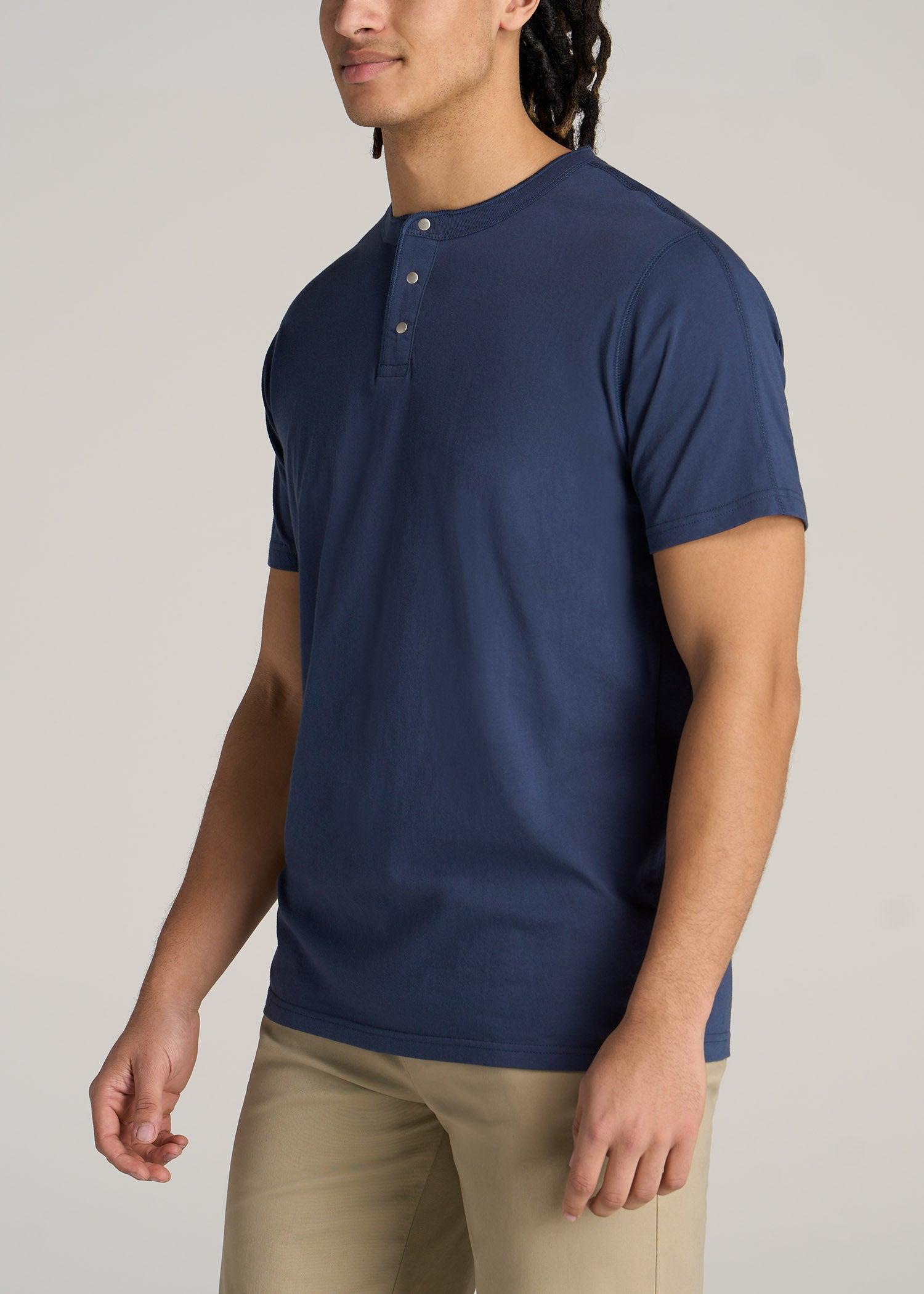 LJ&S REGULAR-FIT Jersey Henley Tee for Tall Men in Vintage Midnight Navy Male Product Image