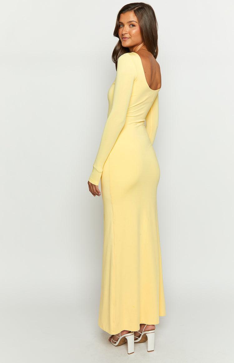 Amber Glow Yellow Long Sleeve Maxi Dress Product Image