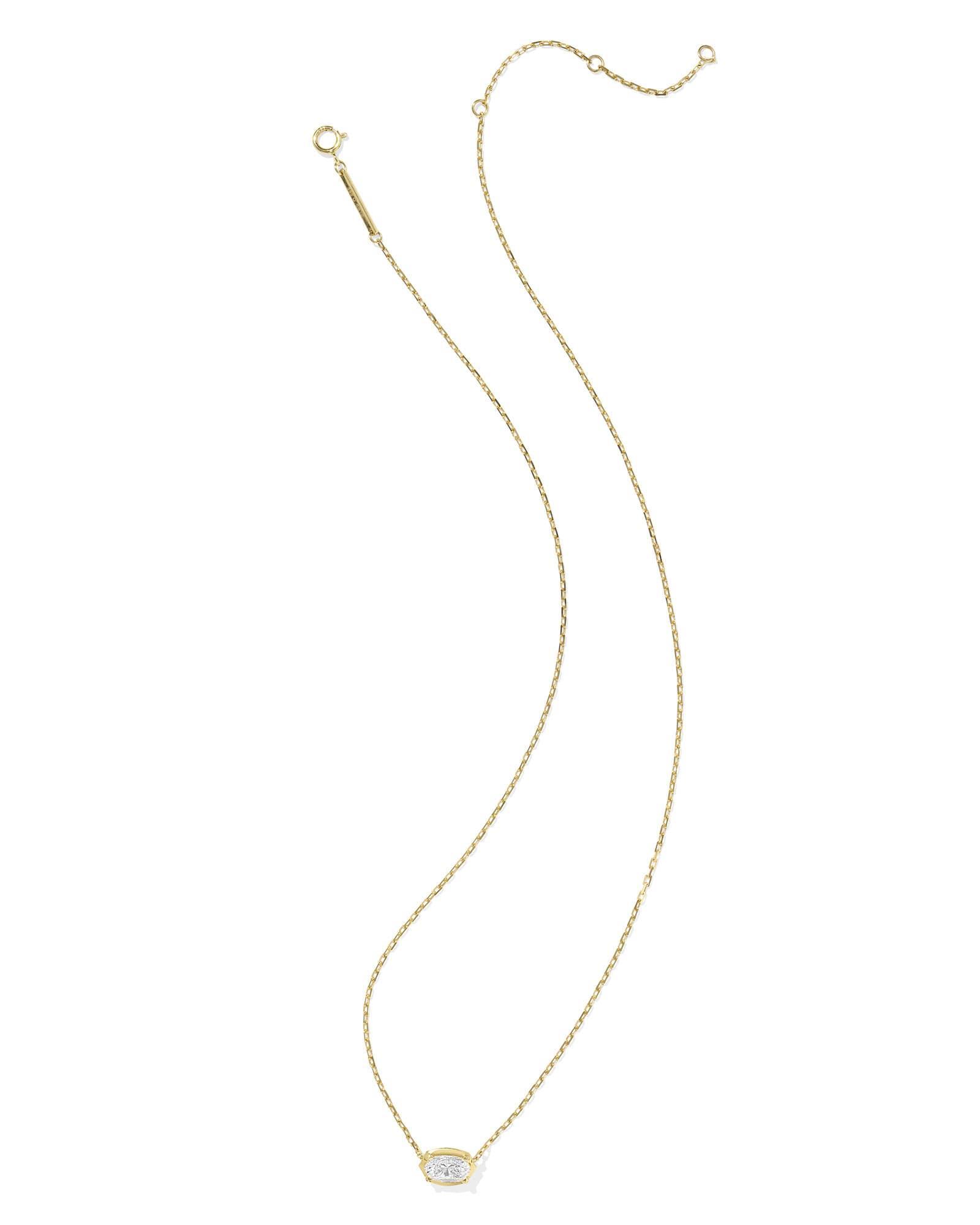 Lab Grown White Diamond Custom Elisa Pendant Necklace in 14k Yellow Gold Product Image