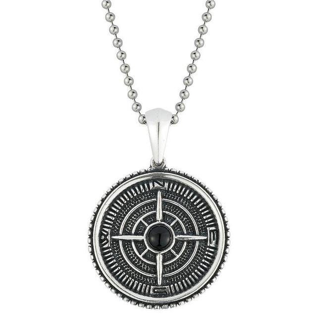 Menster Mens Sterling Silver Oxidized Compass Pendant Necklace Product Image