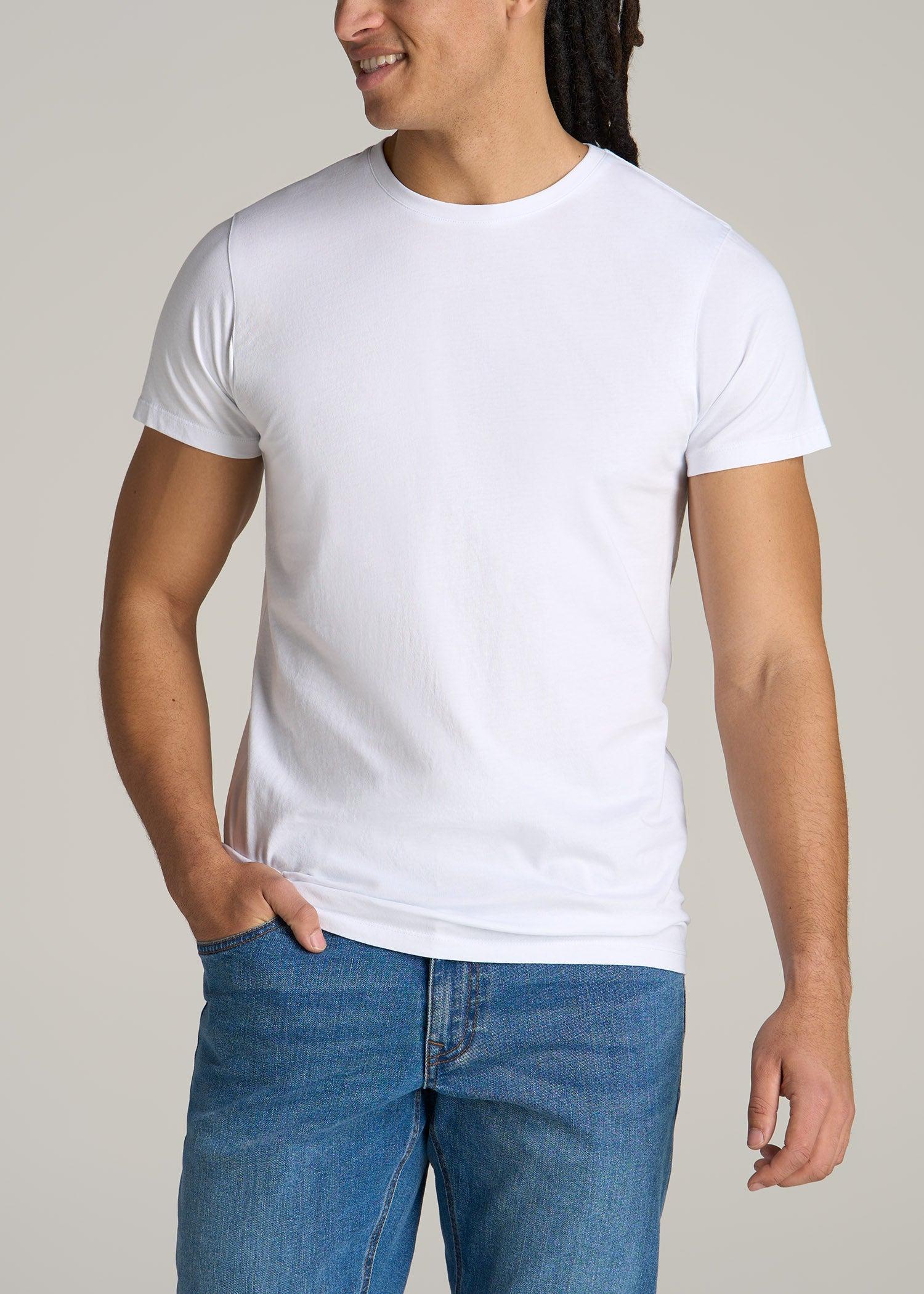 MODERN-FIT Garment Dyed Cotton Men's Tall T-Shirt in White Product Image