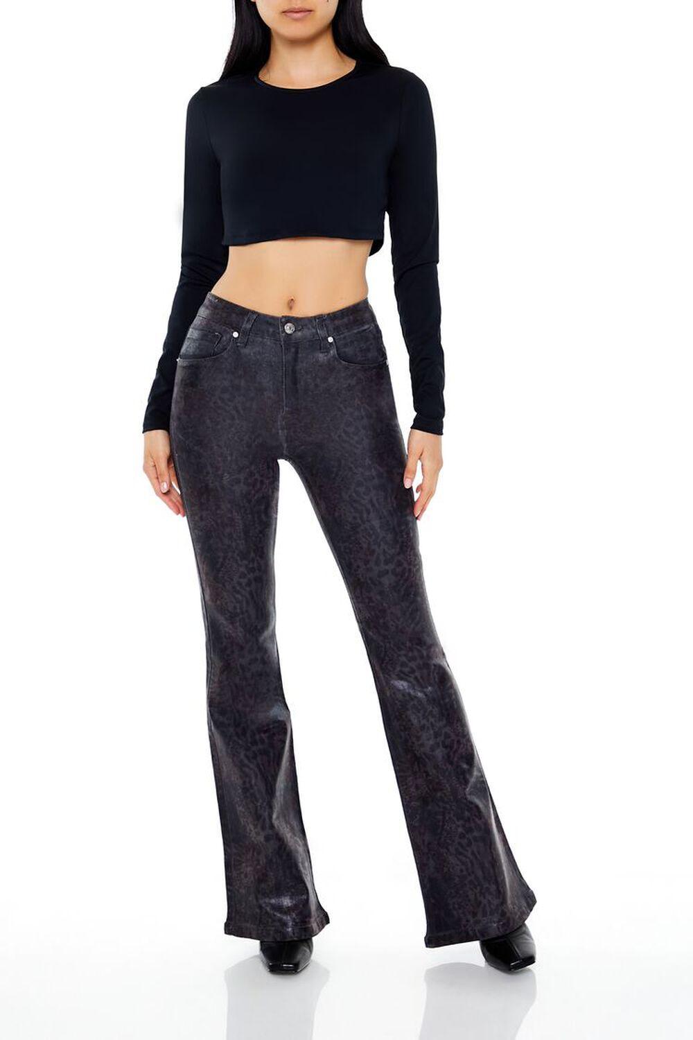 Leopard Print Mid-Rise Flare Pants | Forever 21 Product Image