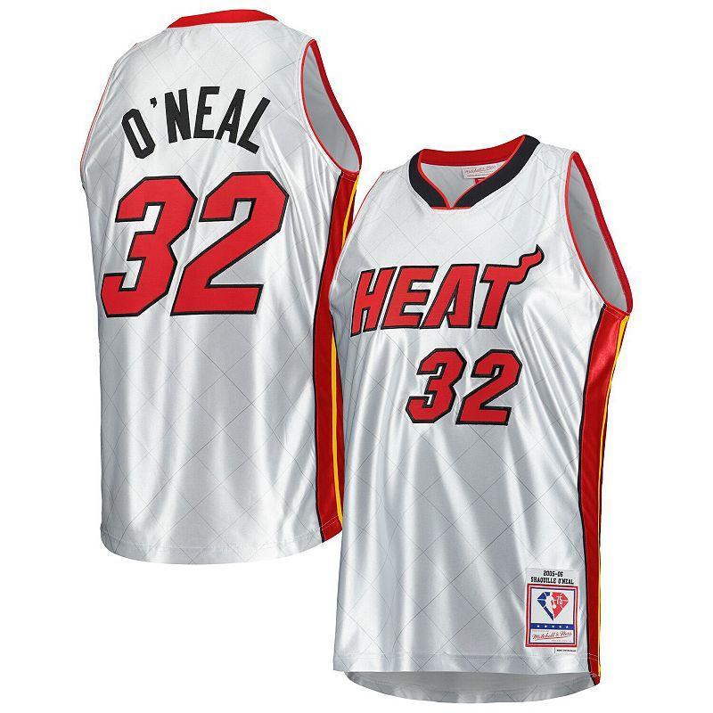 Mens Mitchell & Ness Shaquille ONeal Platinum Miami Heat 2005/06 Hardwood Classics 75th Anniversary Swingman Jersey Product Image