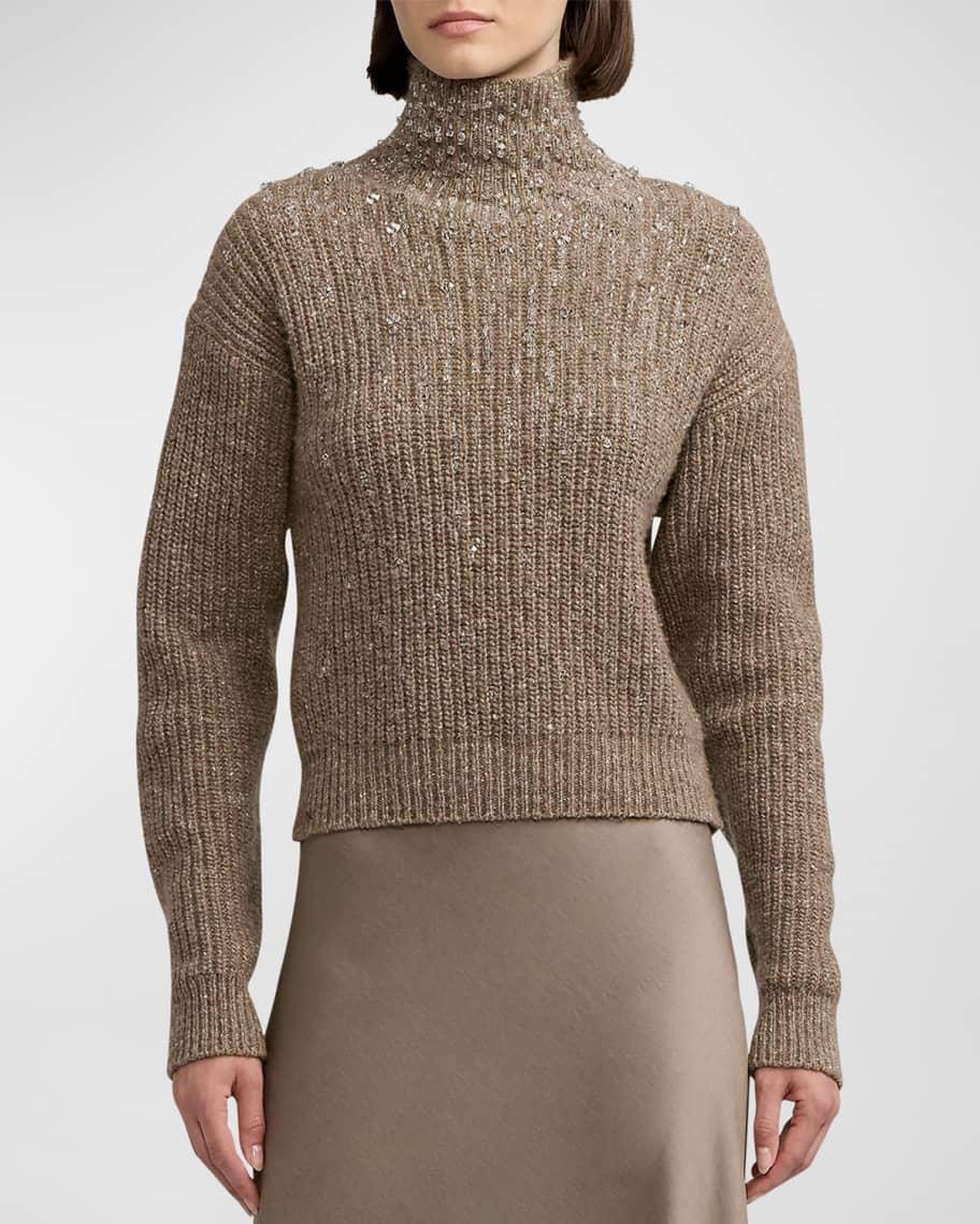 Embellished Cashmere Mockneck Sweater Product Image