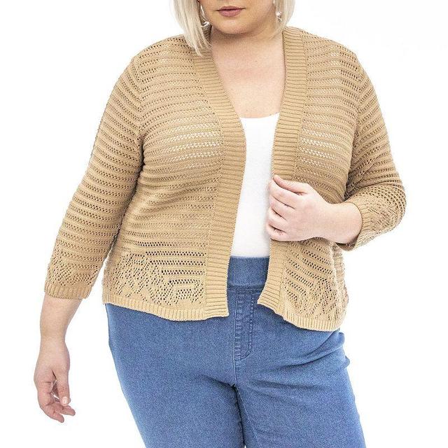 Plus Size Nina Leonard Crochet Bolero, Womens Product Image