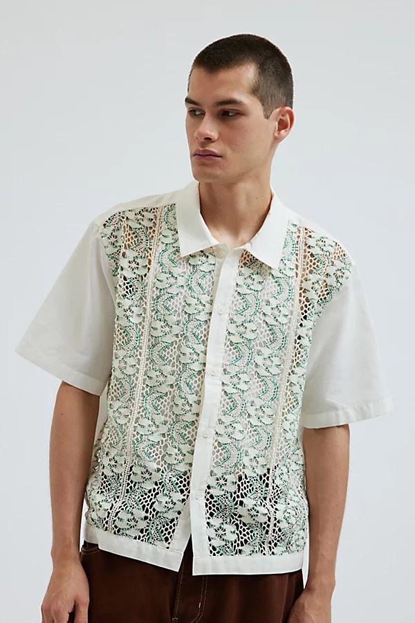 BDG Crochet Lace Short Sleeve Button-Down Shirt Top Mens at Urban Outfitters Product Image