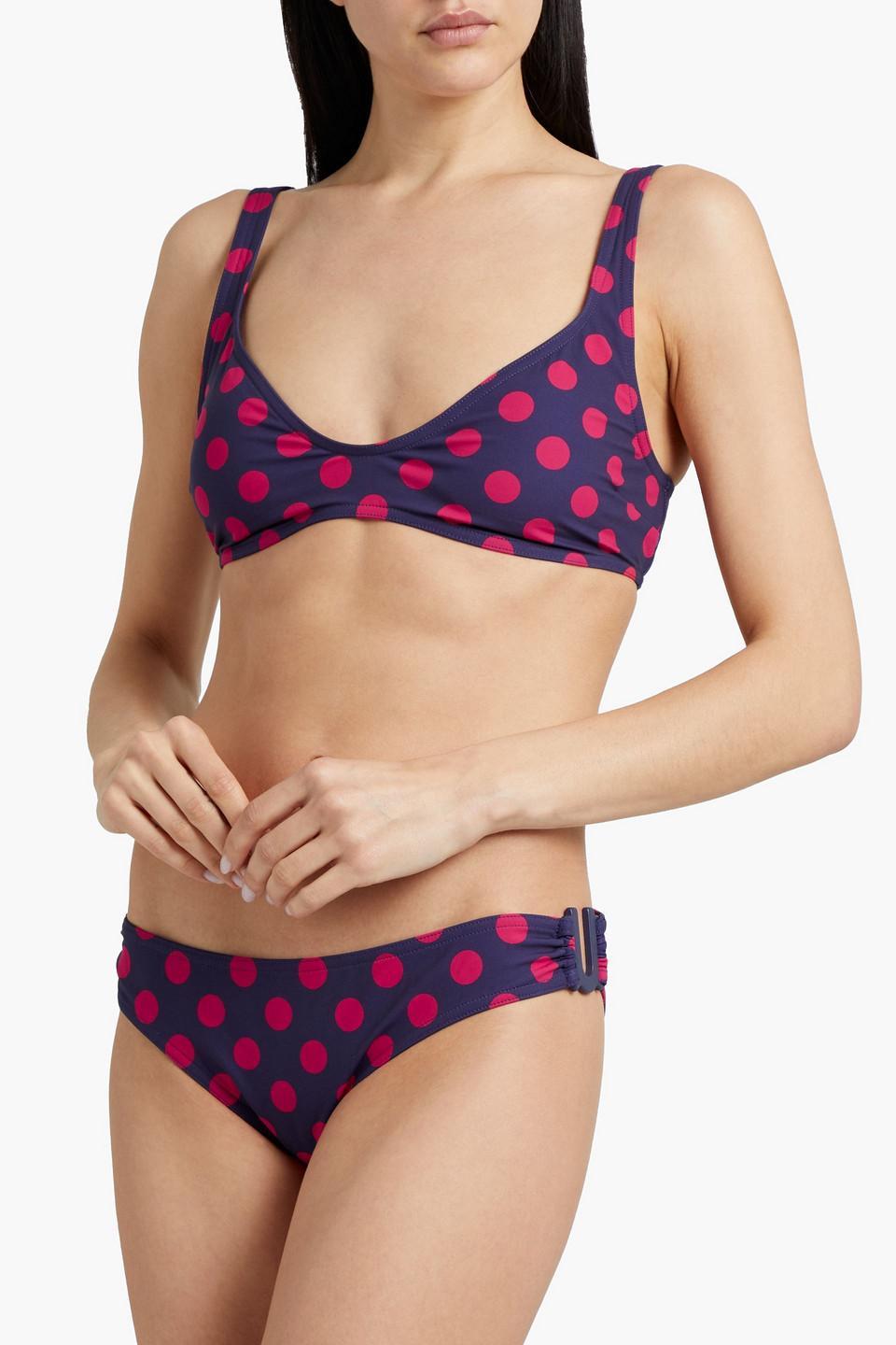 Polka-dot Ring-embellished Low-rise Bikini Briefs In Navy Product Image