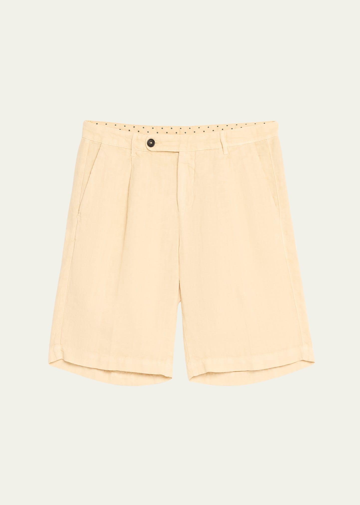 Mens Linen Pleated Bermuda Shorts Product Image