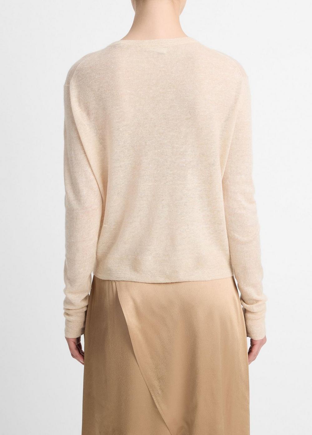 Tissue-Weight Linen-Blend Crew Neck Sweater Product Image