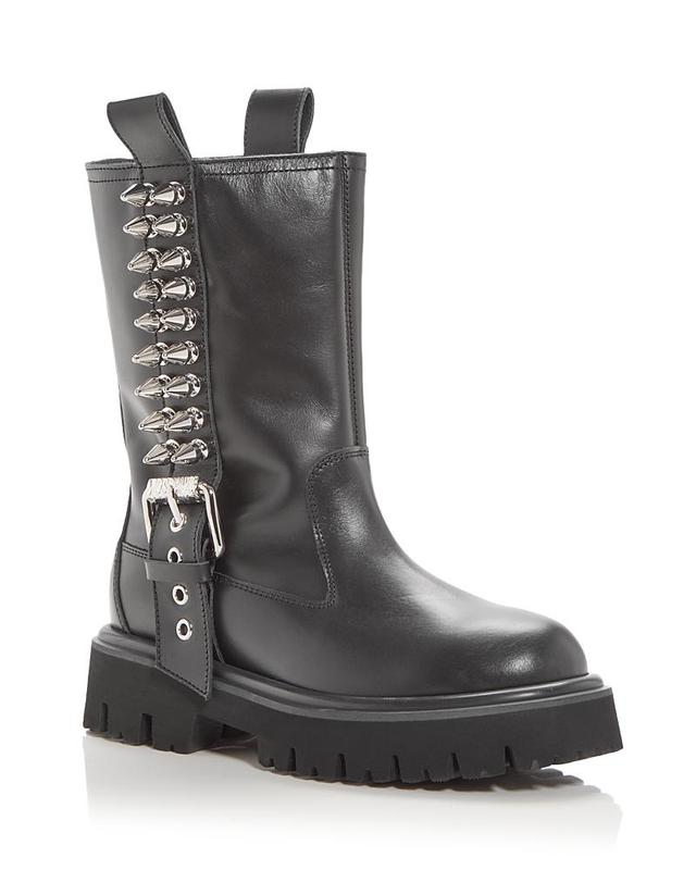 Moschino Womens Spike Studded Moto Boots Product Image