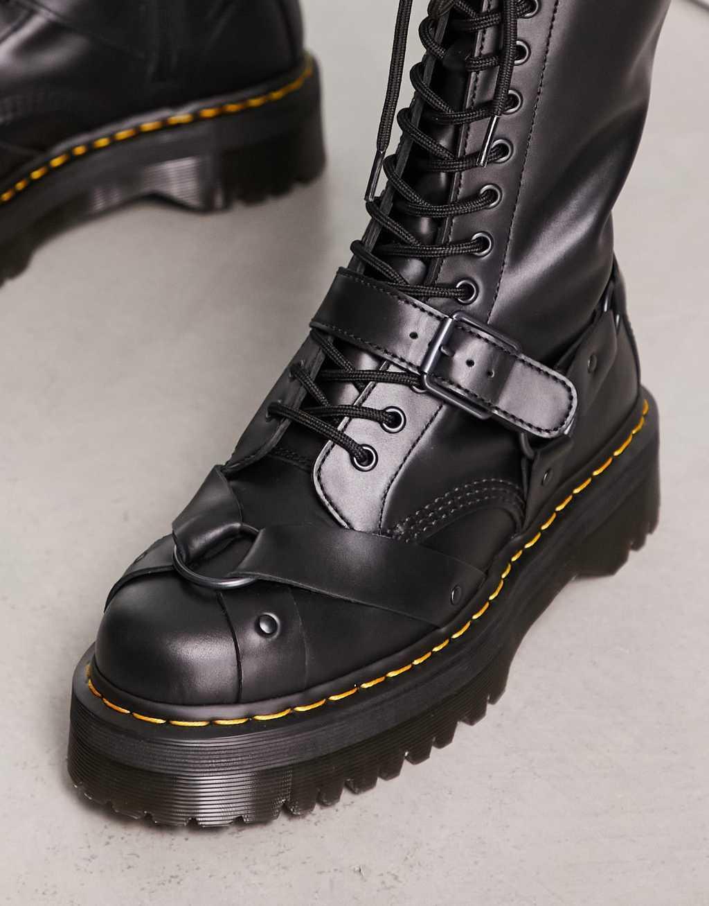 Dr Martens 1914 quad harness leather boots in black Product Image