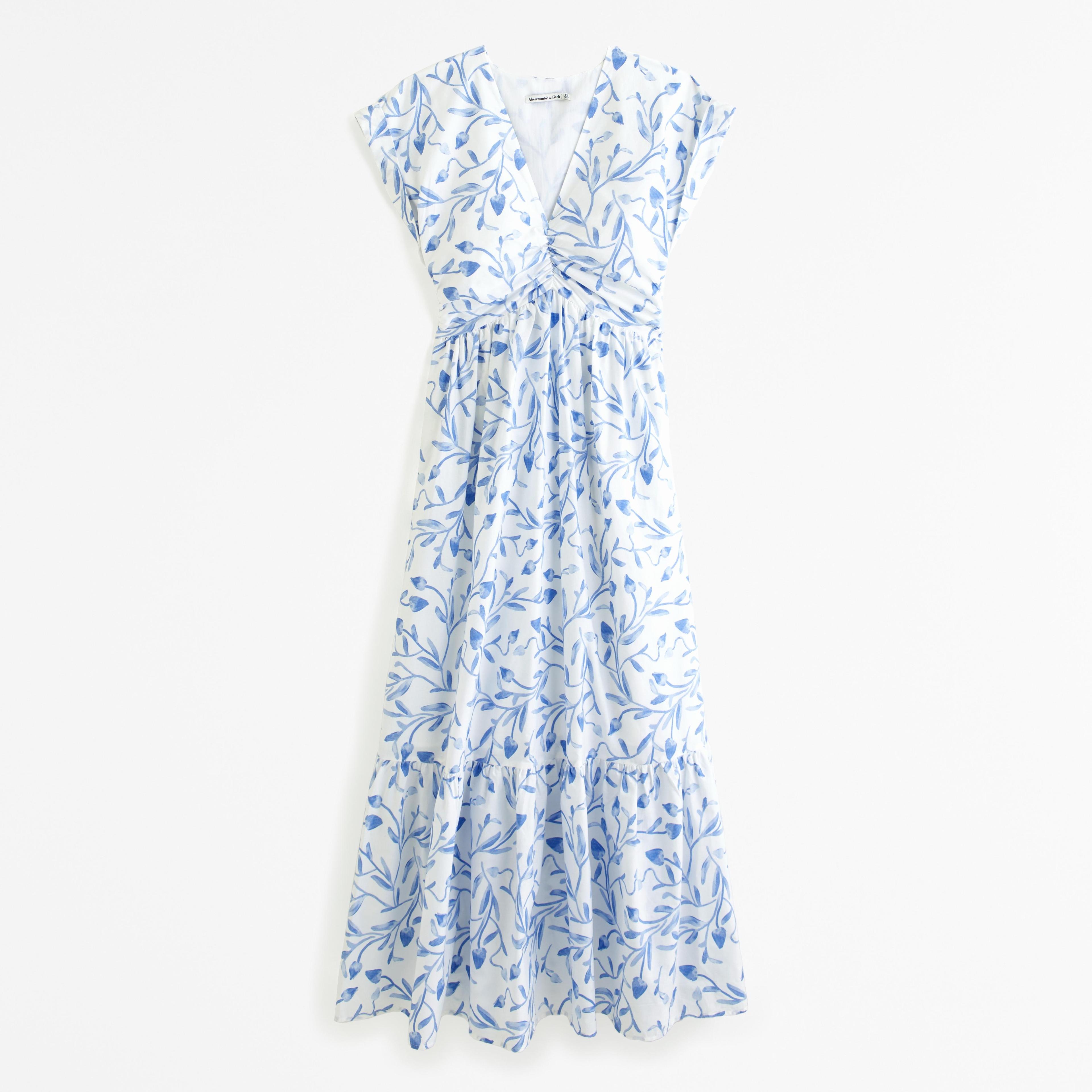 Cinch-Front Poplin Midi Dress Product Image