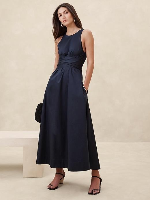 Stretch-Cotton Poplin Maxi Dress Product Image