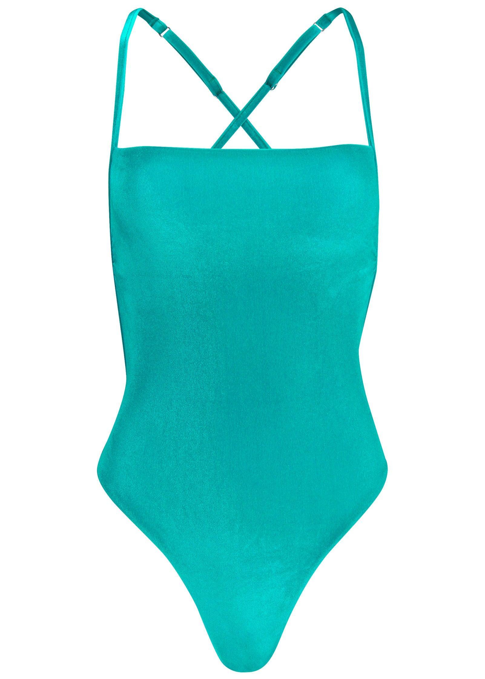 Velvet Low Back One-Piece - Teal Product Image