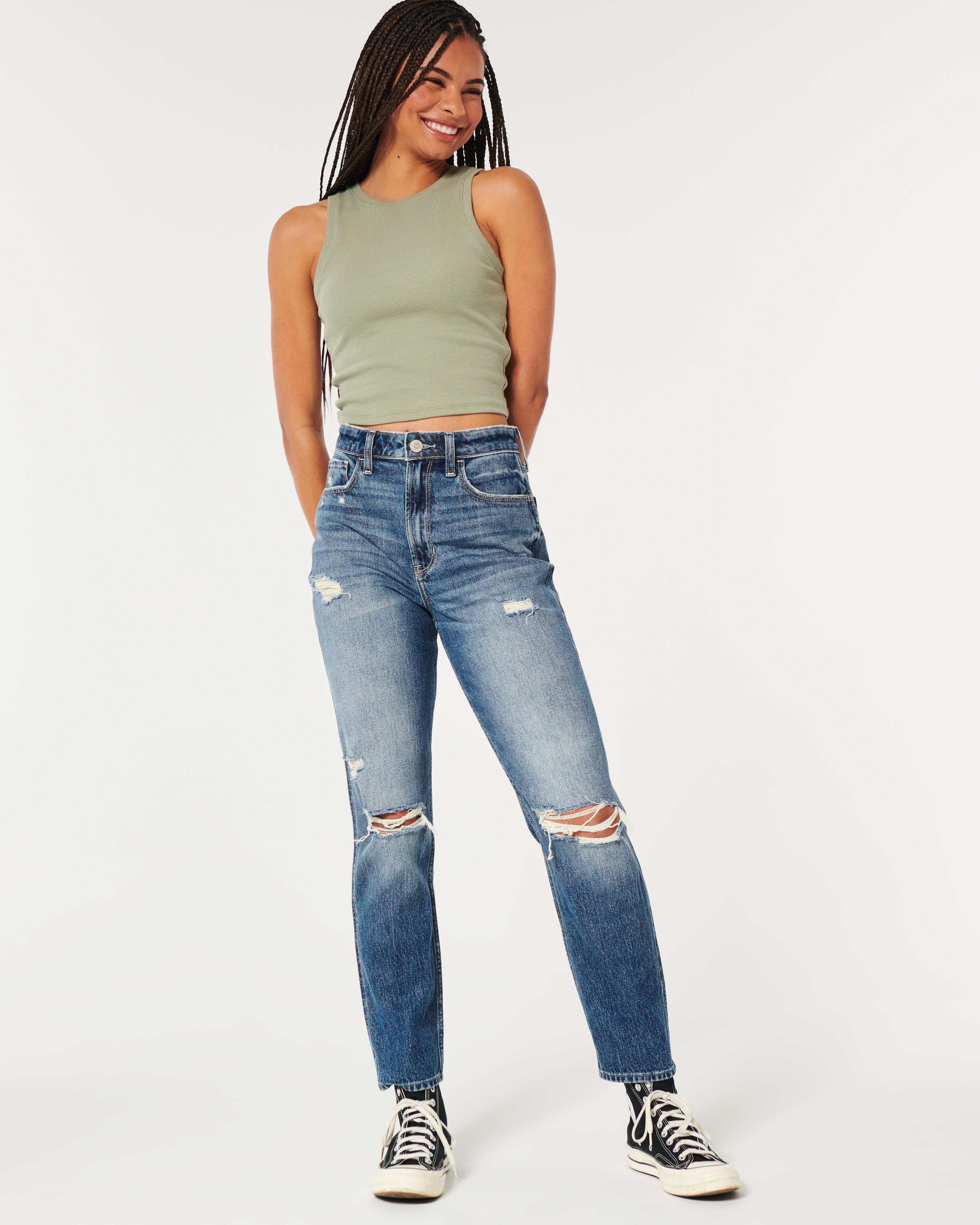 Ultra High-Rise Ripped Medium Wash Mom Jeans product image