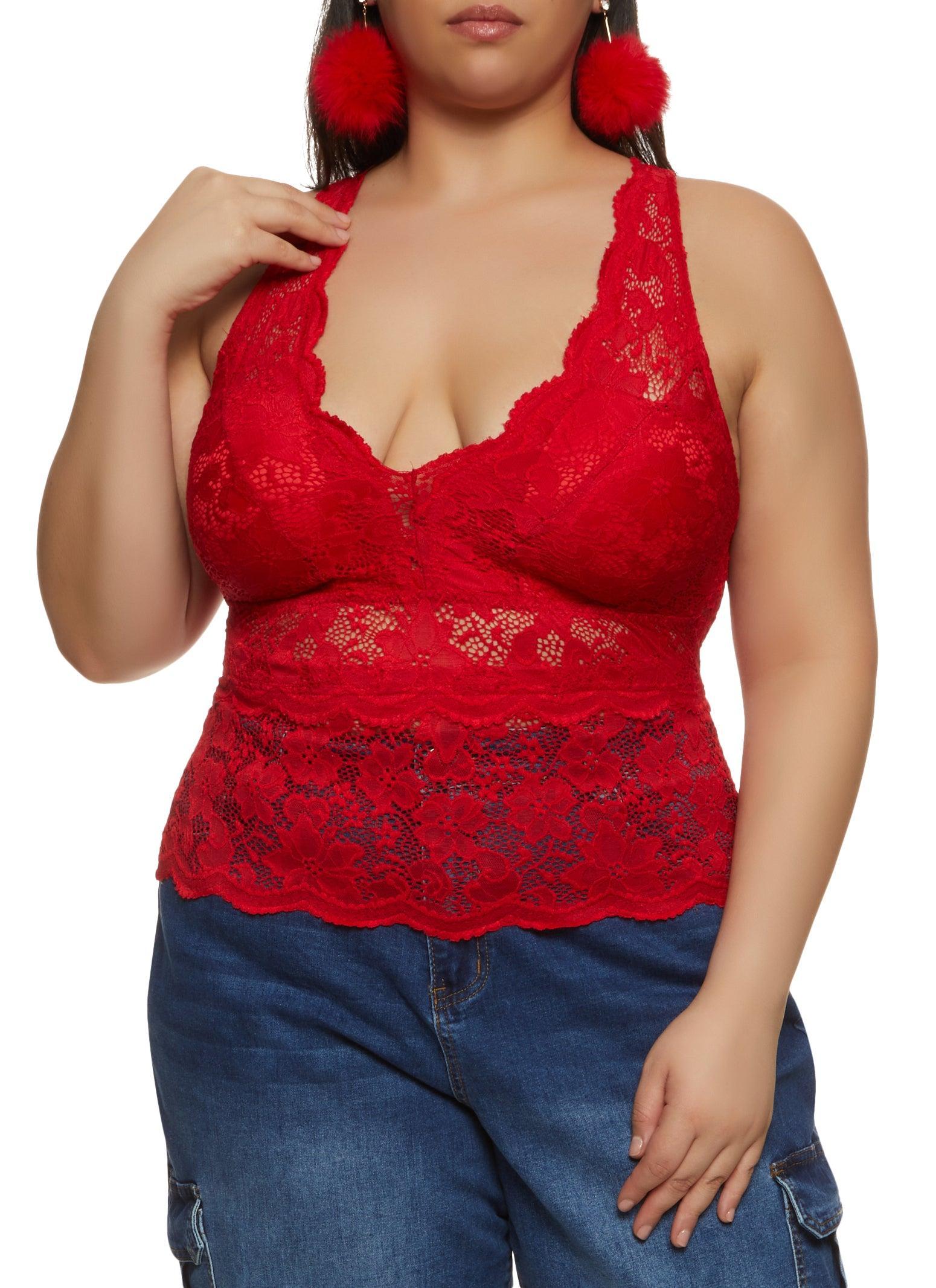 Womens Plus Size Criss Cross Back Sleeveless Lace Top Product Image