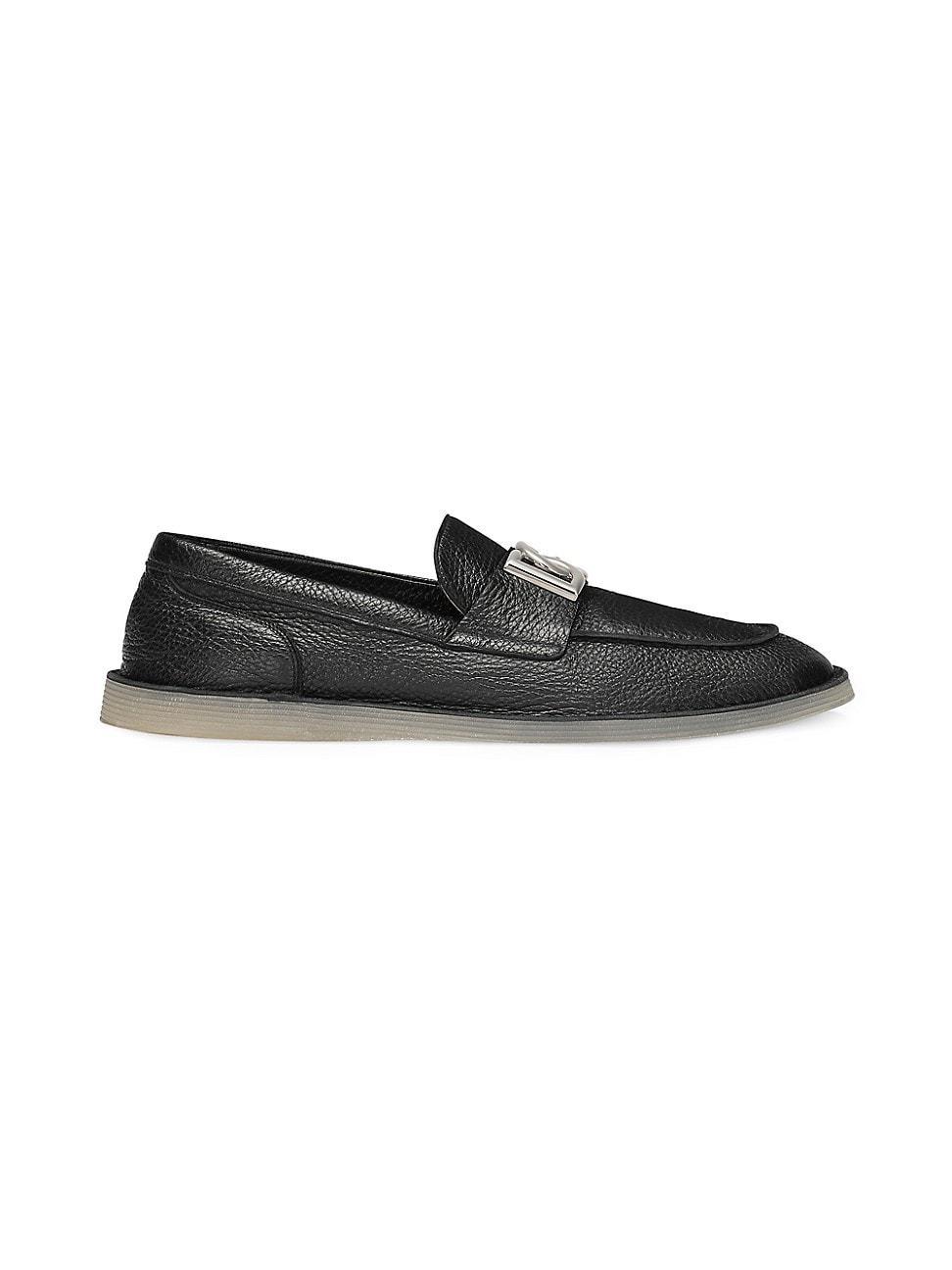 Mens Logo-Accented Leather Loafers Product Image