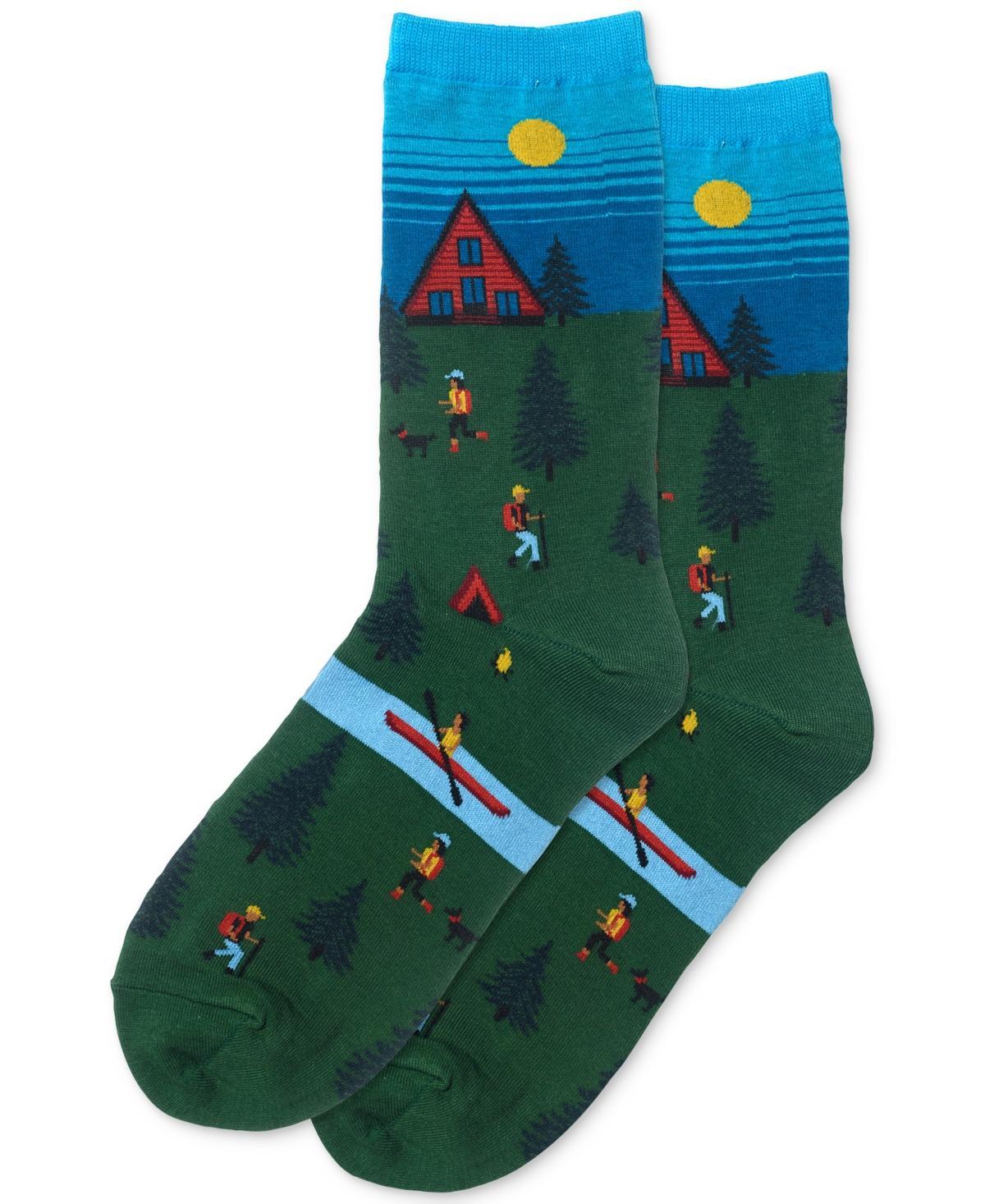 Hot Sox Womens Cabin Scene Printed Knit Crew Socks Product Image