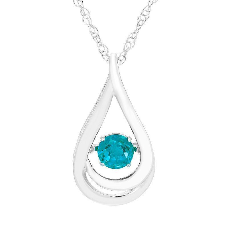 Boston Bay Diamonds Sterling Silver Brilliance-in-Motion Blue Topaz Teardrop Pendant Necklace, Womens Product Image