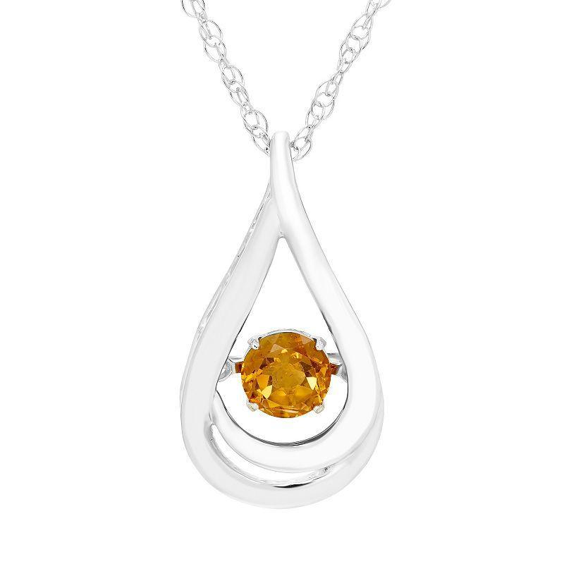 Boston Bay Diamonds Brilliance in Motion Sterling Silver Citrine Teardrop Pendant Necklace, Womens Product Image