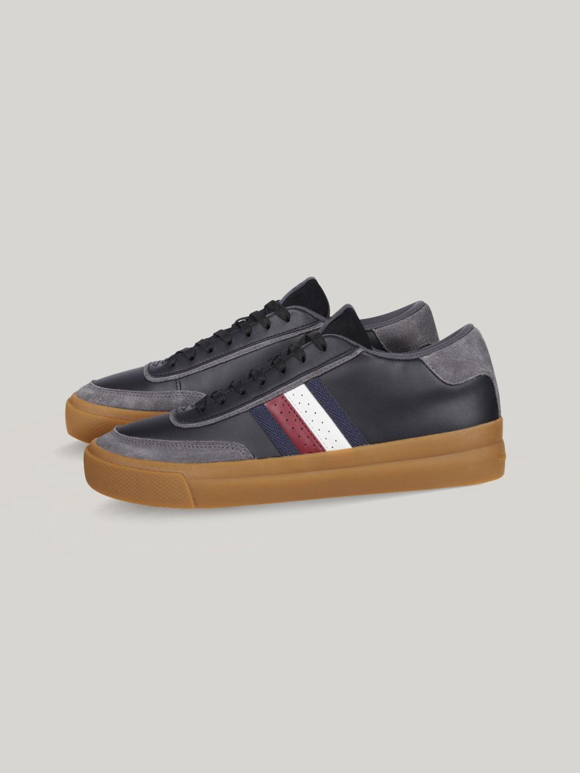 Tommy Hilfiger Men's Signature Stripe Leather Sneaker - Black - US 12 / EU 46 Product Image