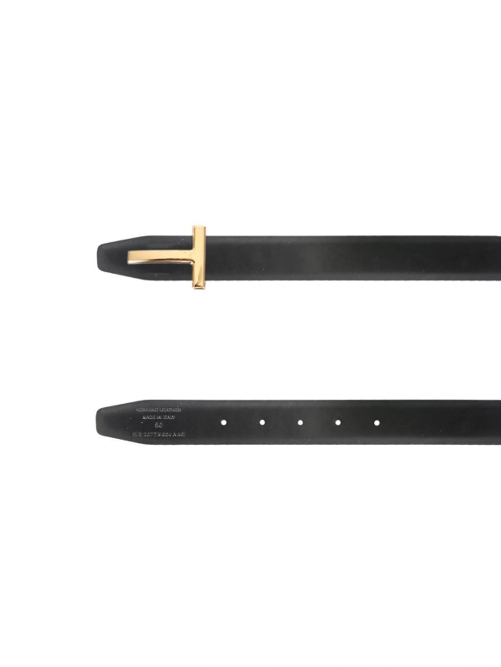 TOM FORD Black Reversible T-logo Belt In Nero Product Image