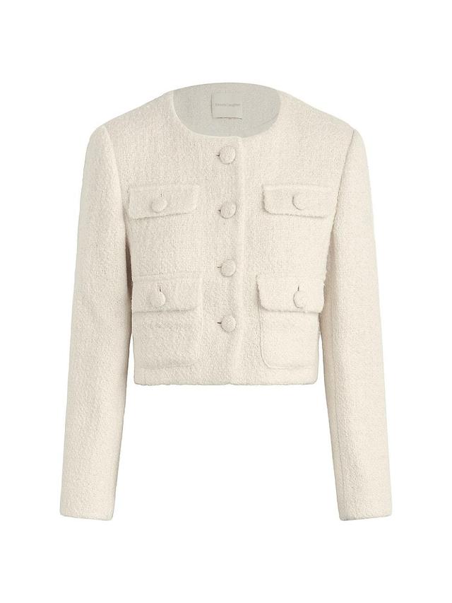 Womens Emily Boucle Cropped Button-Front Jacket Product Image