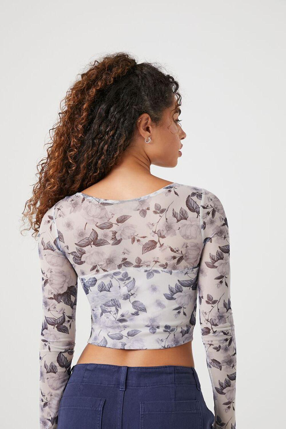 Mesh Floral Print Crop Top | Forever 21 Product Image