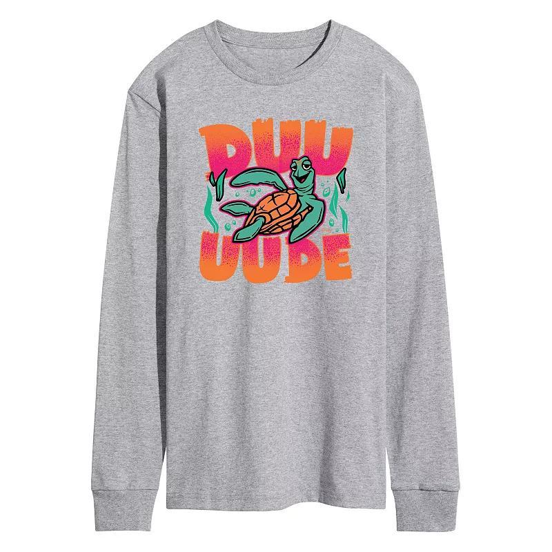 Disney / Pixars Finding Nemo Crush Mens Duuude Long Sleeve Graphic Tee Grey Gray Product Image