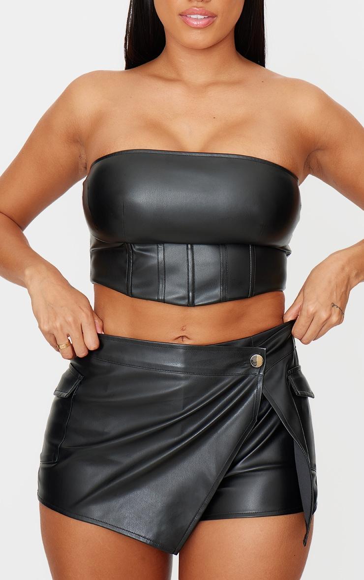 Shape Black Faux Leather Bandeau Corset Top Product Image