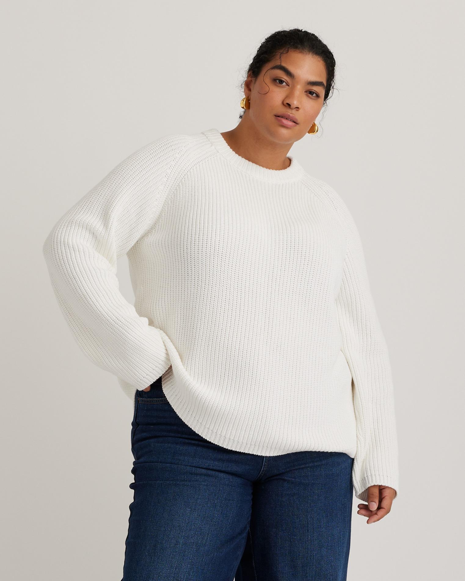 100% Organic Cotton Fisherman Crew Sweater - Plus Size Product Image