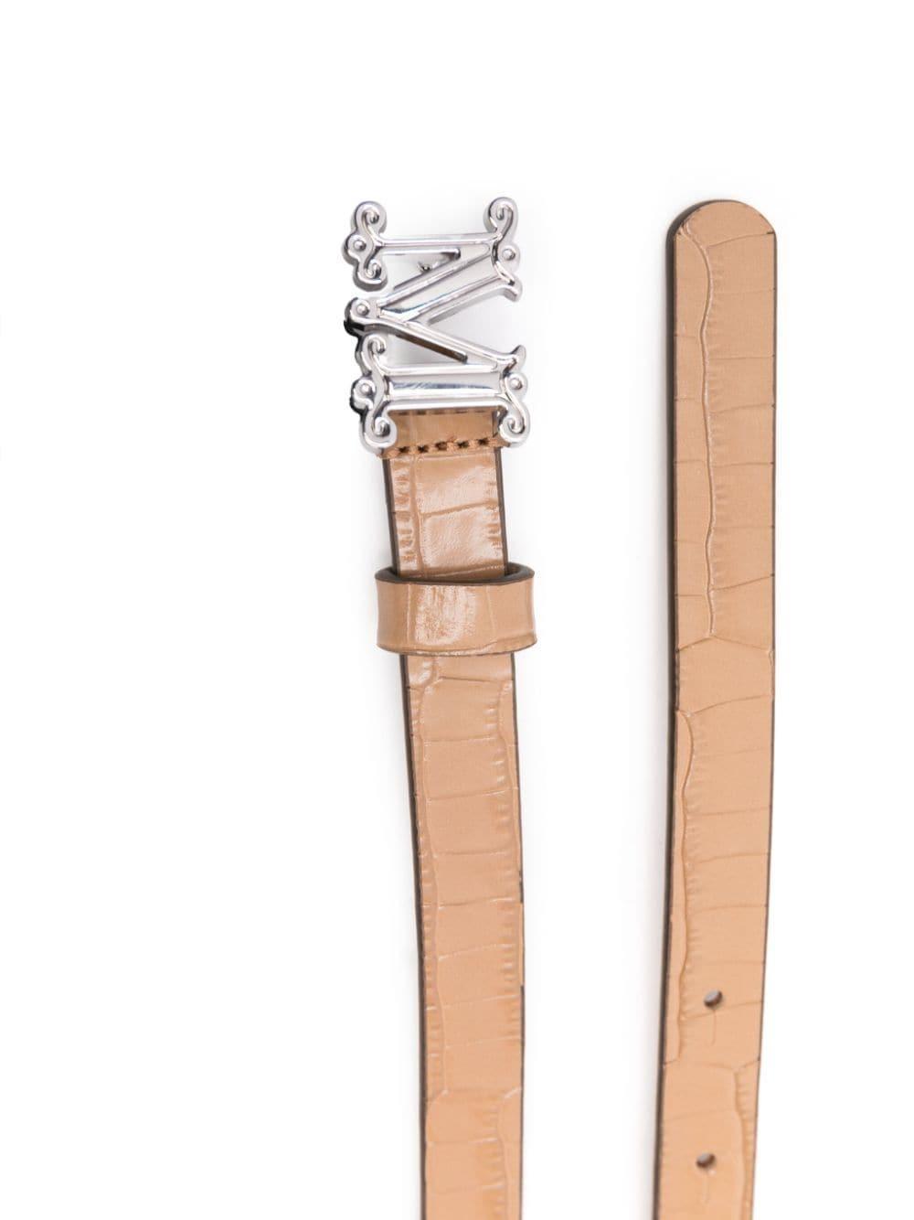 MAX MARA Monogram-buckle Leather Belt In Neutrals Product Image