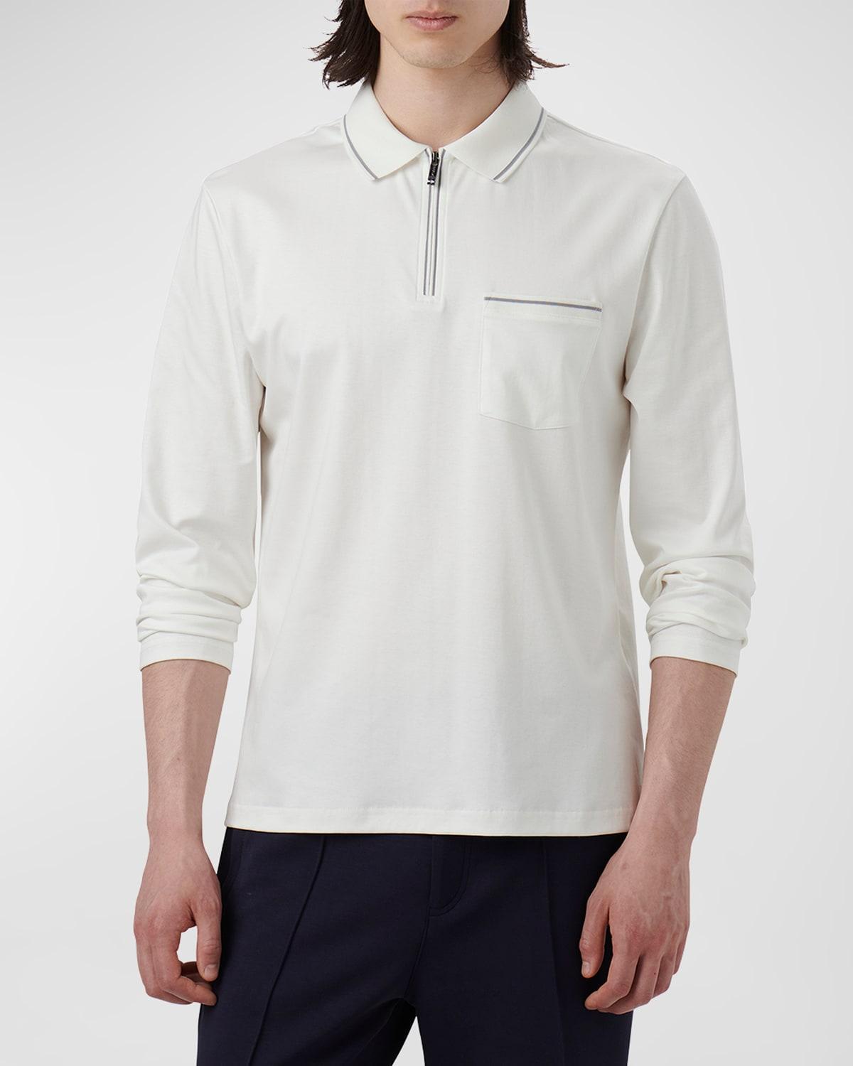 Mens Cotton Quarter-Zip Polo Shirt Product Image