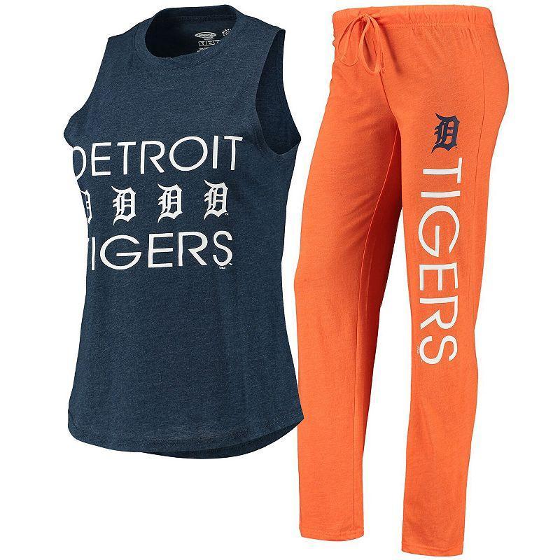 Womens Concepts Sport Orange/Navy Detroit Tigers Meter Muscle Tank Top & Pants Sleep Set Product Image