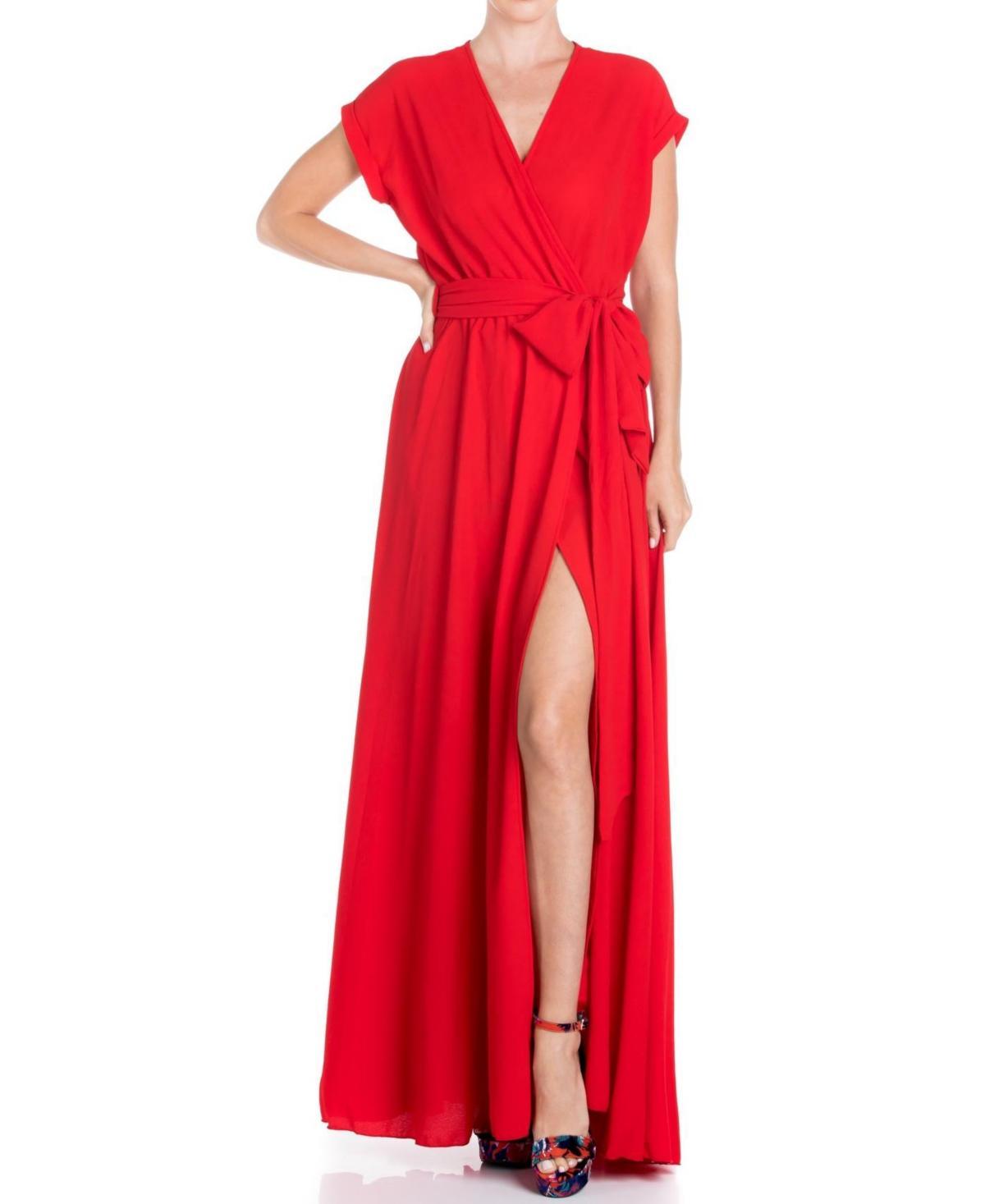 MEGHAN LA Womens Jasmine Wrap Maxi Dress - Cherry Product Image