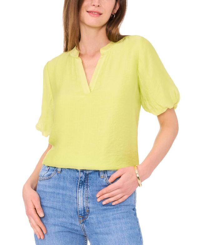 Women's Split-Neck Puff Sleeve Top Product Image