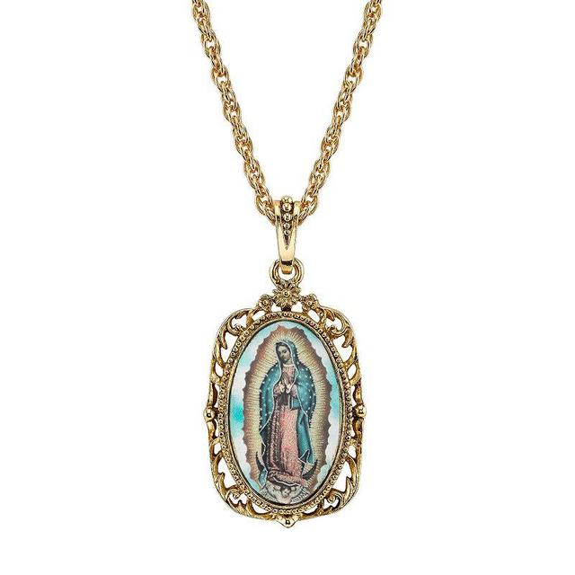 Symbols of Faith 14K Gold-Dipped Enamel Lady of Guadalupe Medallion Necklace 24 Product Image