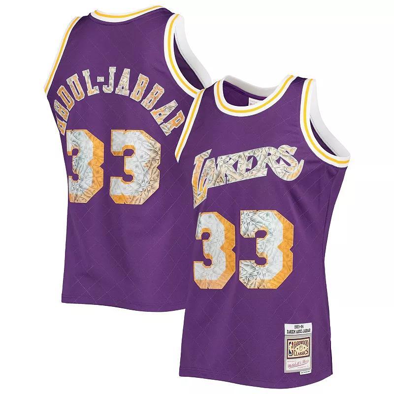 Mens Mitchell & Ness Kareem Abdul-Jabbar Los Angeles Lakers 1996-97 Hardwood Classics NBA 75th Anniversary Diamond Swingman Jersey Product Image