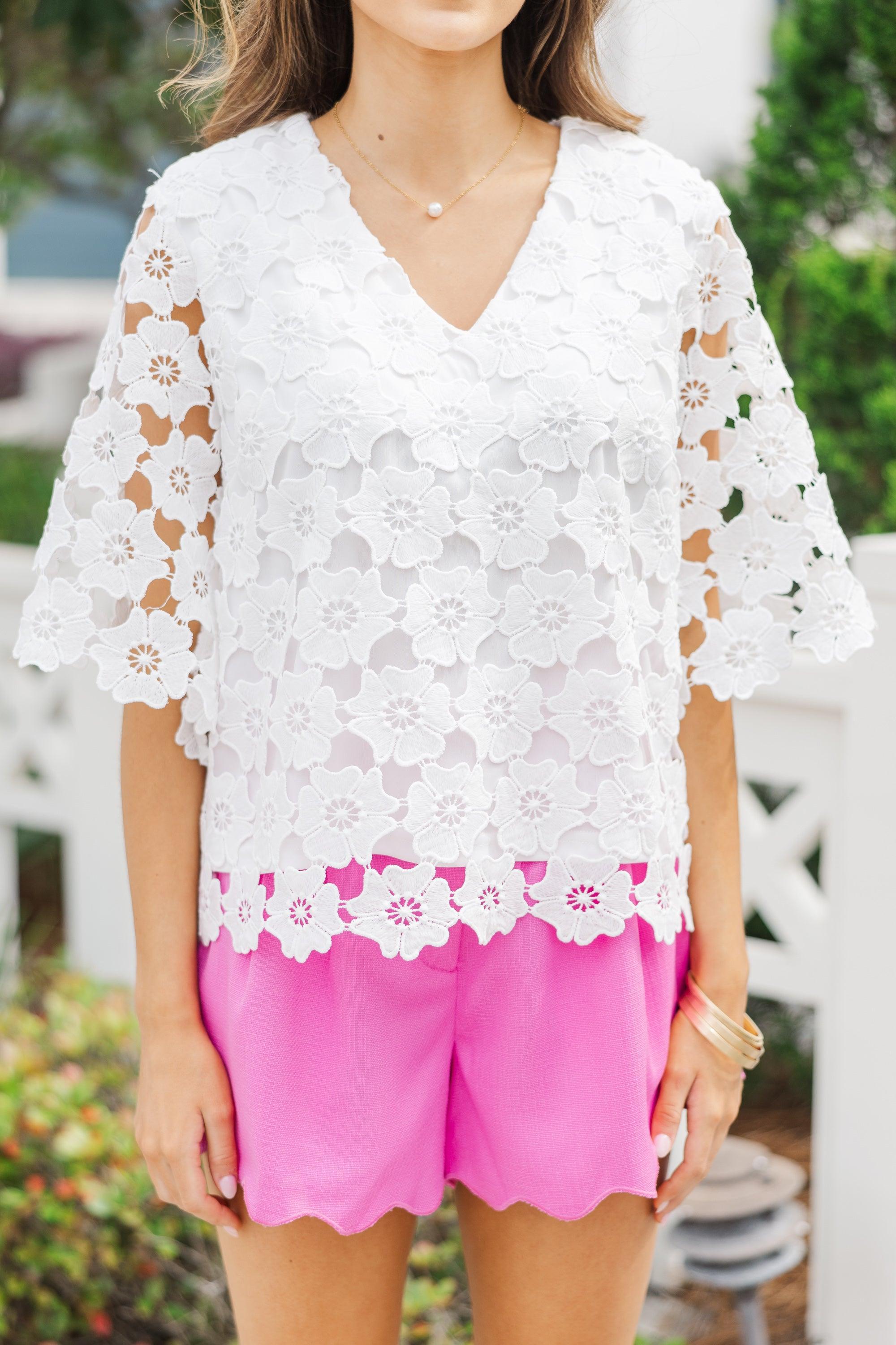 Daily Reminder White Crochet Blouse Female Product Image