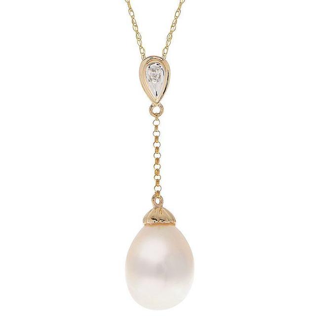 PearLustre by Imperial 10k Gold Cultured Freshwater Pearl & Diamond Accent Pendant Necklace, Womens White Product Image