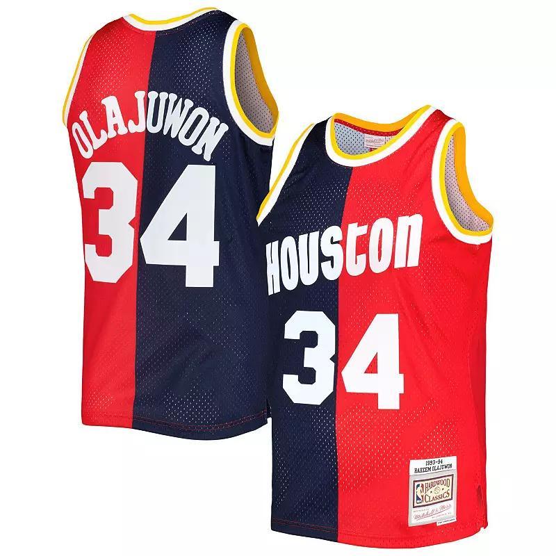 Mens Mitchell & Ness Hakeem Olajuwon Navy, Red Houston Rockets Hardwood Classics 1993-94 Split Swingman Jersey - Navy, Red Product Image