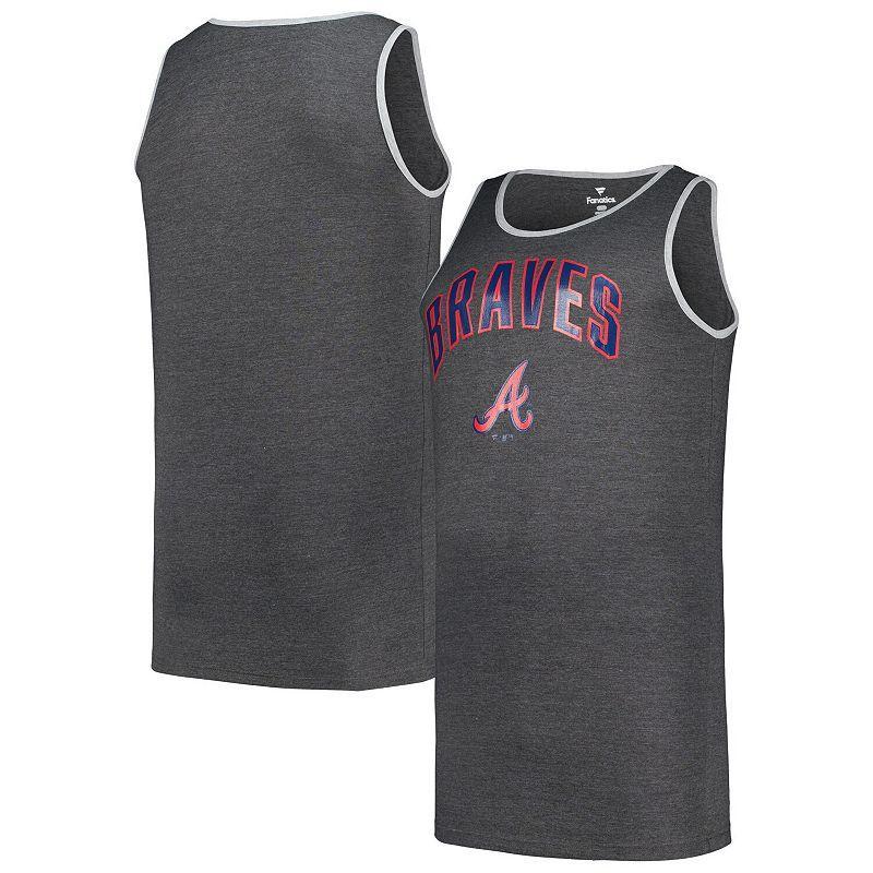 Mens Profile Heather Charcoal Atlanta Braves Big & Tall Arch Over Logo Tank Top Product Image