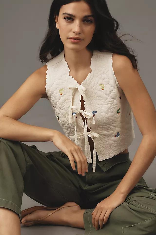 By Anthropologie Embroidered Quilted Vest Product Image